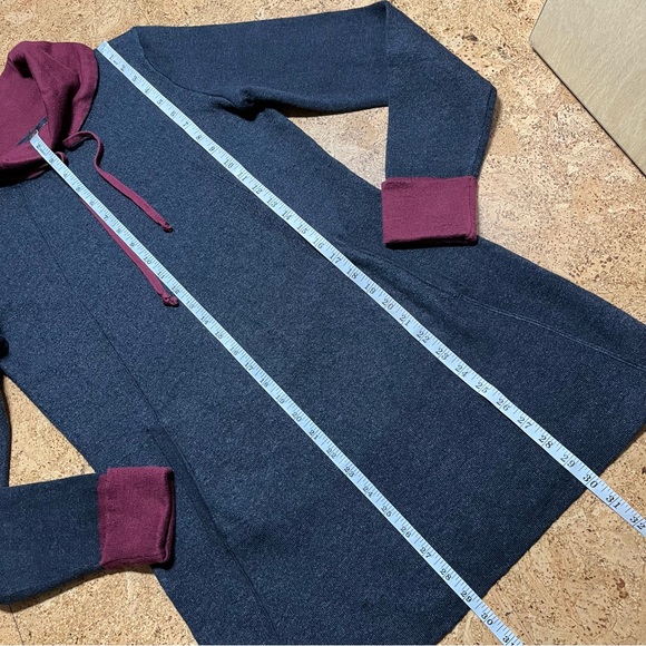 Cynthia Rowley Charcoal Gray & Burgundy Funnel Neck Sweater Tunic Sz S - Picture 14 of 14